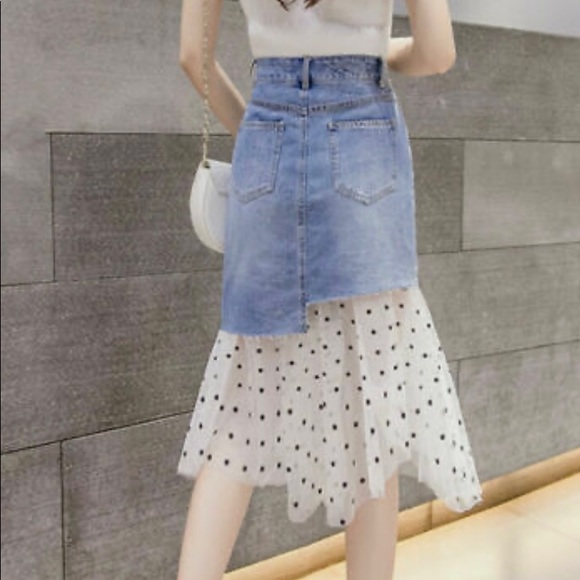 Polka Dot mesh debunk patchwork tulle skirt size L - Picture 4 of 4